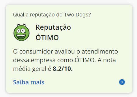 Nota da Two Dogs no Reclame Aqui